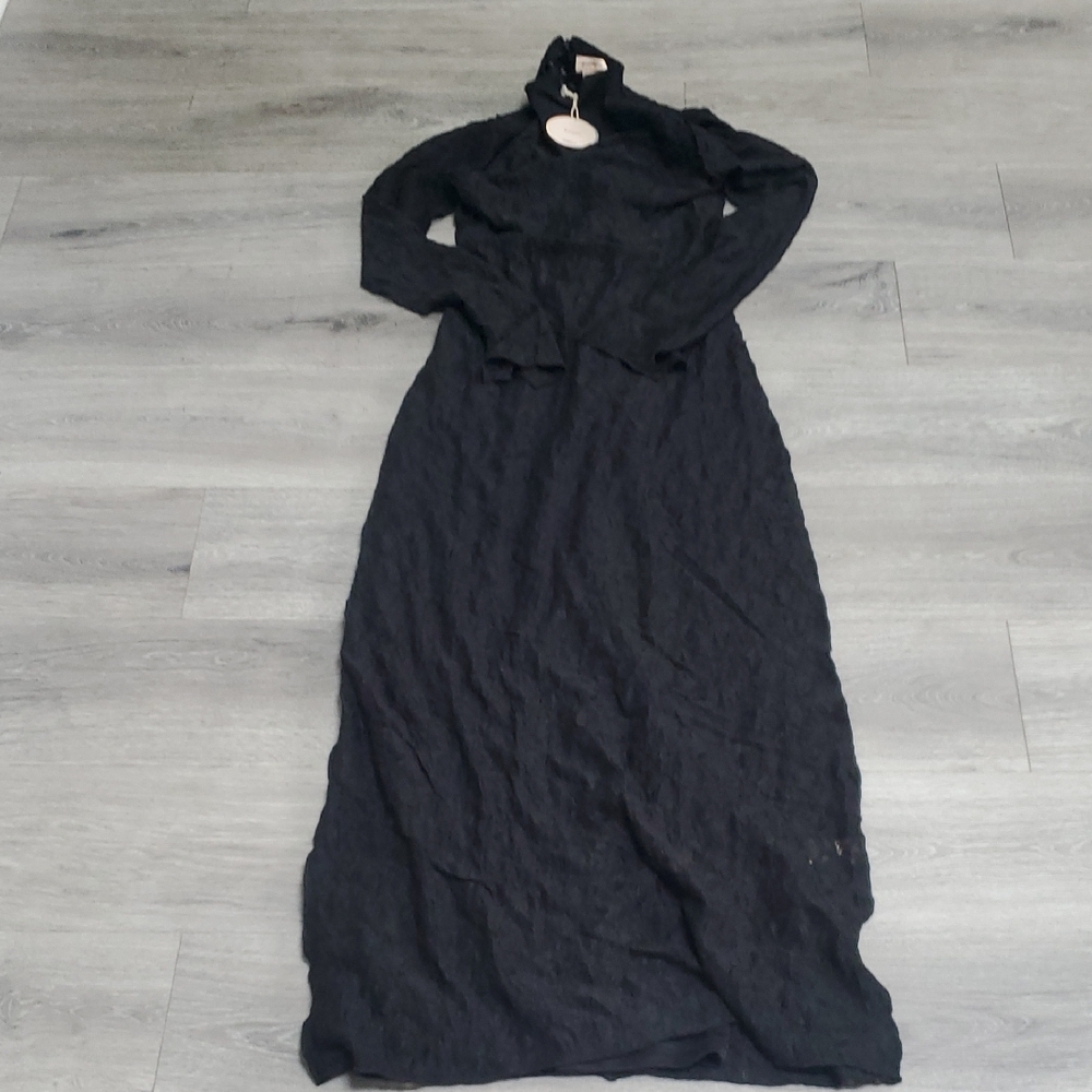 NWT Camila Coelho Elegant Black Long Sleeve Dress Lace Overlay Size Xs